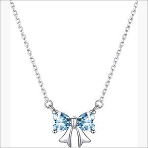 925 Sterling Silver Pendant Necklace with Bow Design, Hypoallergenic Choker